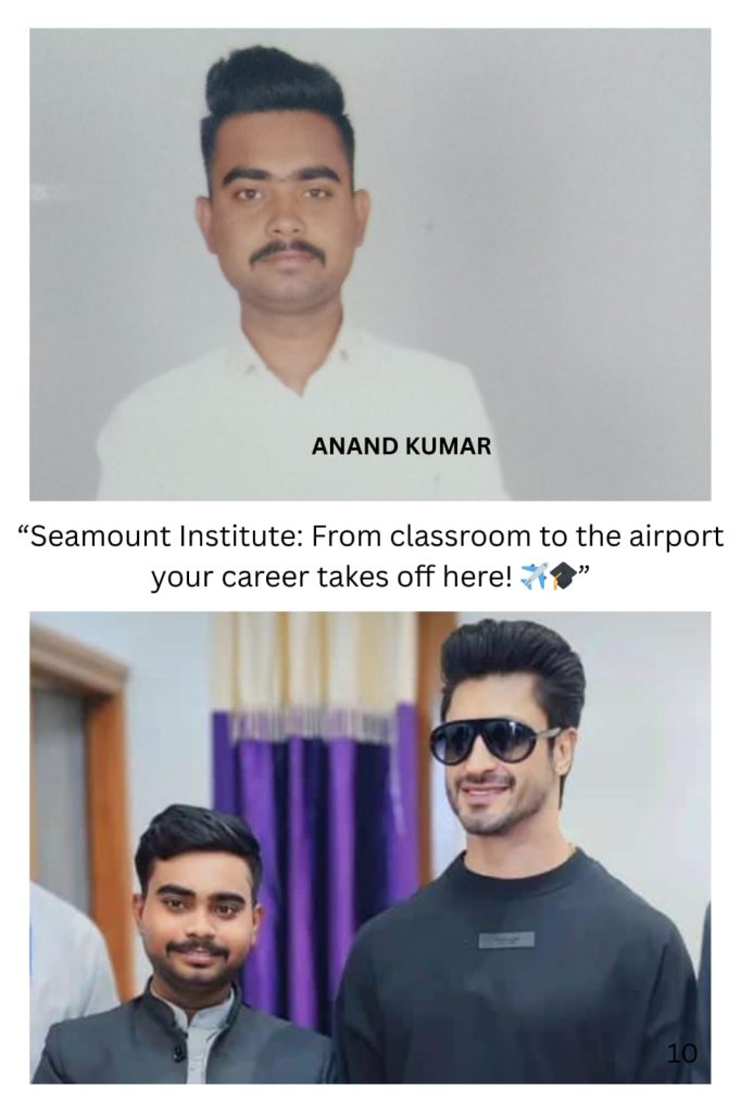 Seamount student during classroom training and after airport placement