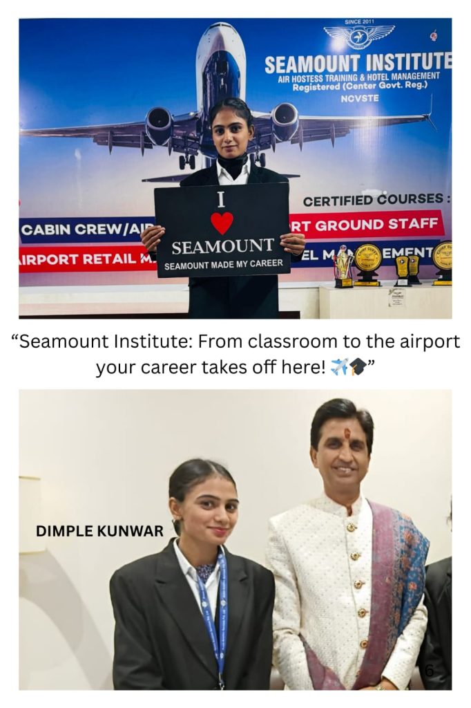 Student at Seamount Institute before placement and on duty at airport